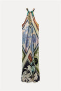 Jessica Printed Halterneck Midi Silp Dress