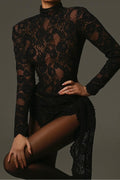 Bonnie High Neck Embroidered Lace Bodysuit