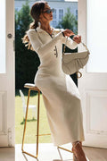 Laurel Button-up Collared Midi Knit Dress