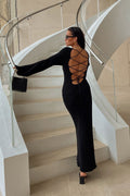 Miranda Backless Lace Up Maxi Dress