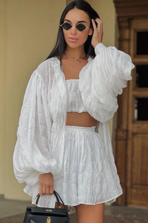 Lola Textured Chiffon Three-pieces Set