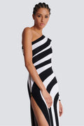 Kimberley One Shoulder Striped Knit Maxi Dress