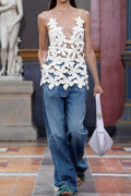 Lorraine Floral Applique V-neck Top