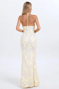 Lorraine Halter Emboidered Floral Maxi Dress