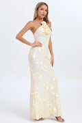 Lorraine Halter Emboidered Floral Maxi Dress