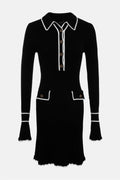 Louise Contrast Ruffle Knit Mini Dress