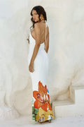 Martina Flower Print Halterneck Maxi Dress