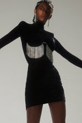 Miranda Crystal Tassel Velvet Mini Dress