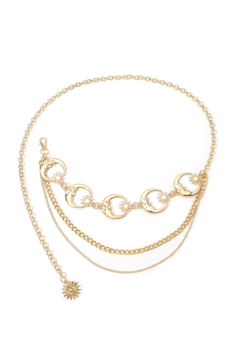 Metal Moon & Star Waist Chain Belt