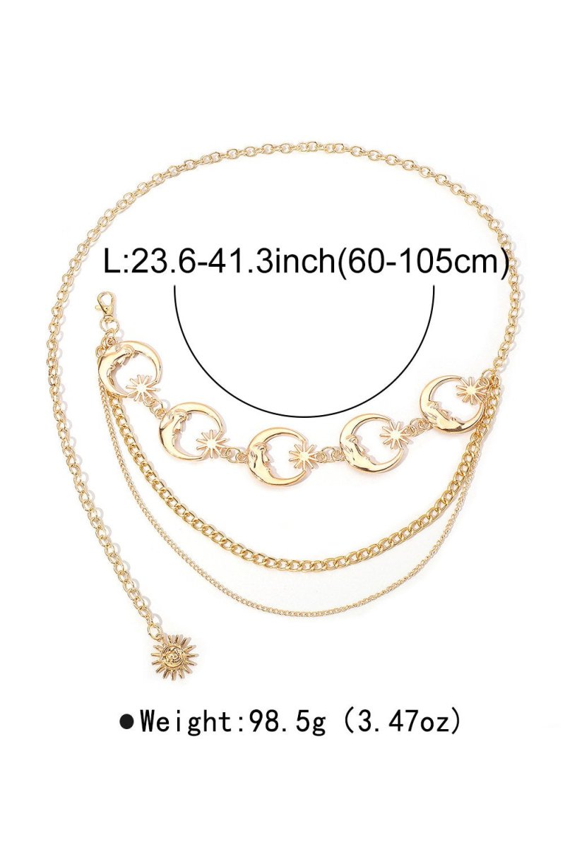 Metal Moon & Star Waist Chain Belt