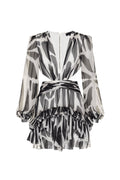 Miriam Printed Cut-out Ruffle Mini Dress