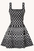 Mona Abstract Print Square Neck Mini Knit Dress