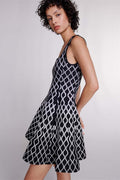 Mona Abstract Print Square Neck Mini Knit Dress