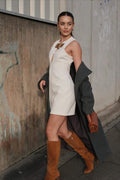 Mona Sleeveless Metal Buckle Mini Dress