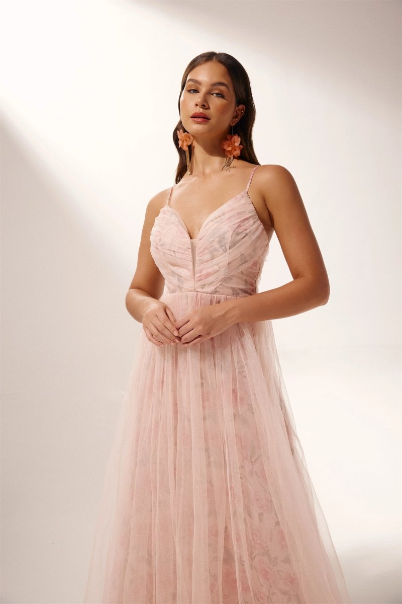 Natalie Floral Tulle Maxi Dress