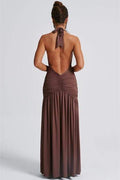 Norma Halter Deep V-neck Maxi Dress