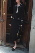 Novia Contrast Ruffle Knit Maxi Dress