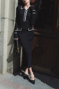 Novia Contrast Ruffle Knit Maxi Dress