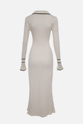 Novia Contrast Ruffle Knit Maxi Dress