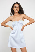 Novia Lace Pleat Satin Lounge Dress