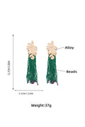 Palm Frond Beads Tassel Earring