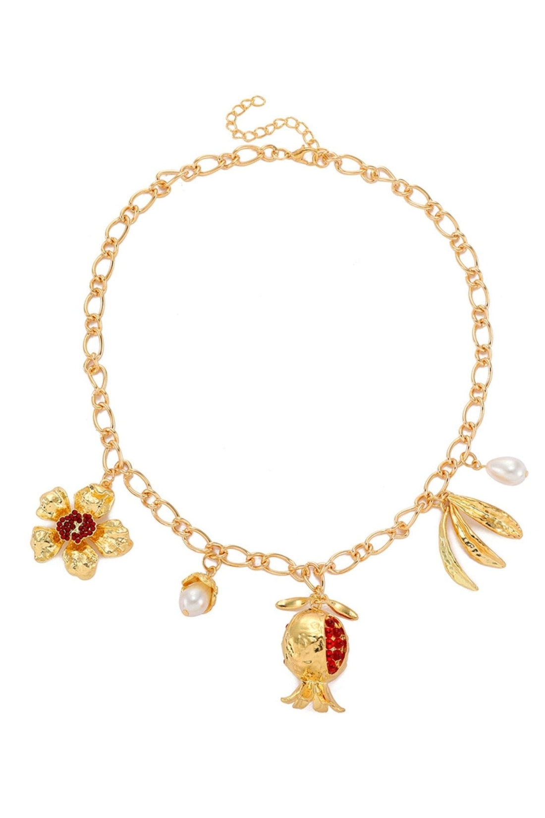 Pancy Pomegrante Flower Necklace