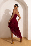 Ophelia Asymmetrical Ruffle Tiered Maxi Dress