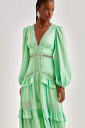Penny Embroidered Lace Ruffle Maxi Dress