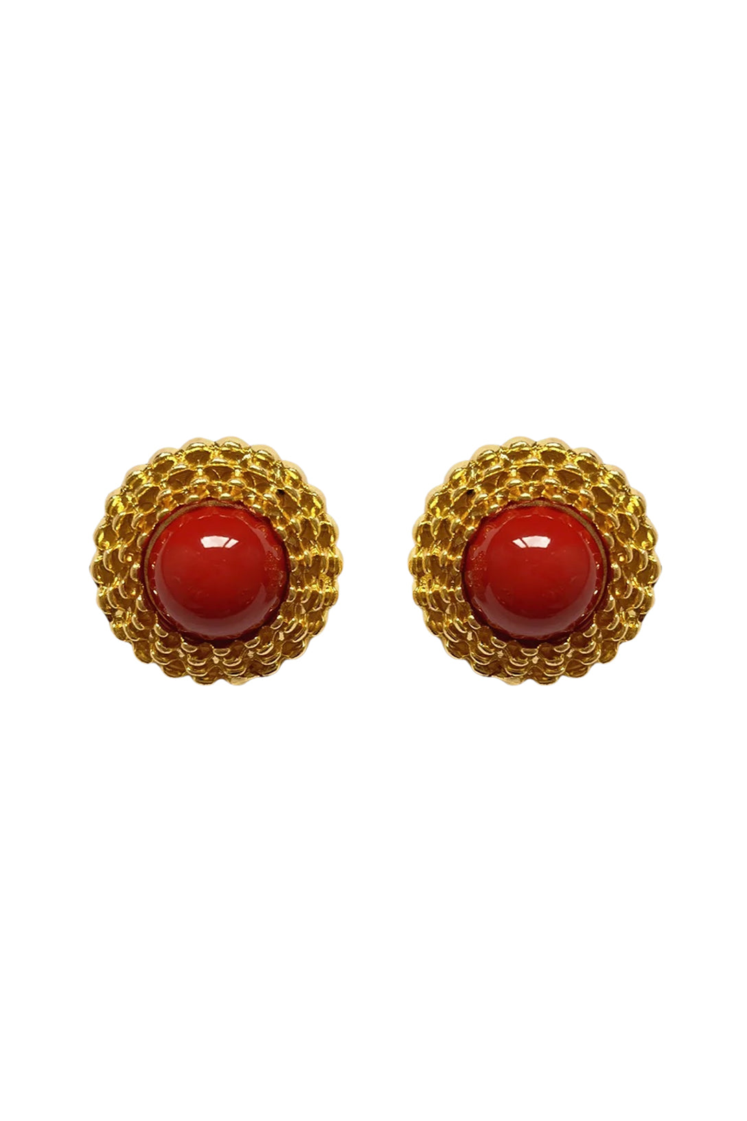 Vintage Textured Circle Stud Earrings