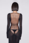 Riva Back Tie Semi-sheer Maxi Mesh Dress
