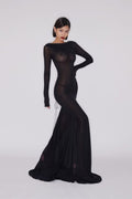 Riva Back Tie Semi-sheer Maxi Mesh Dress