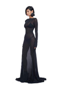Riva Back Tie Semi-sheer Maxi Mesh Dress