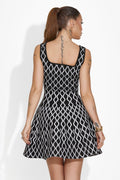 Mona Abstract Print Square Neck Mini Knit Dress