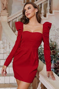Maggie Square Neck Puff Sleeve Mini Dress