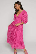 Sandra Embroidered Lace Cut-out Midi Dress