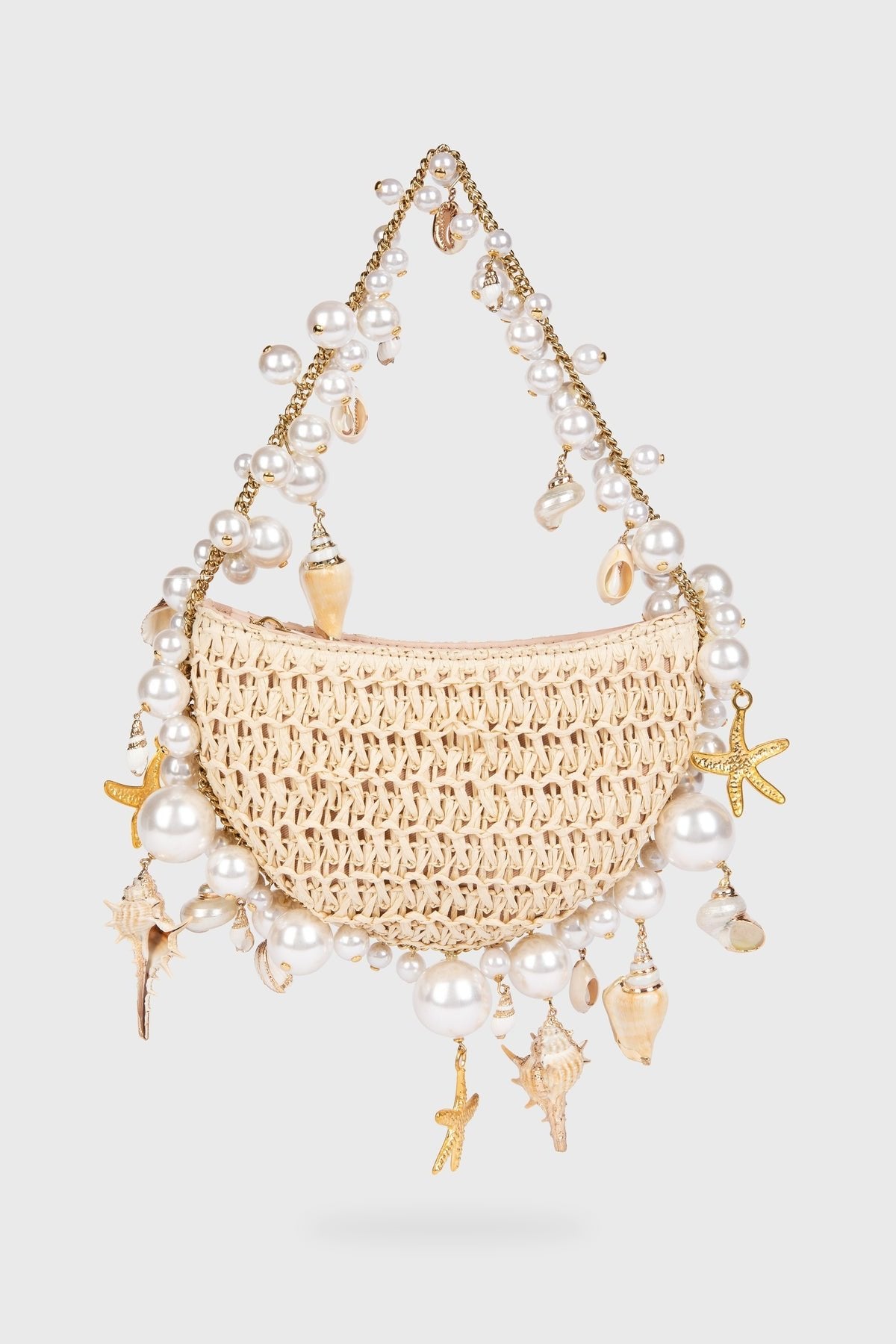 Sea Wonder Pearl Straw Hobo Bag