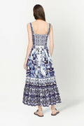 Sibyl Printed Shirred Strap Maxi Dress