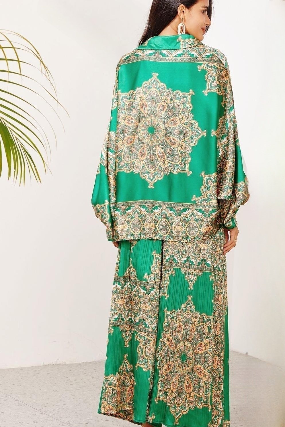 Ursula Printed Flare Satin Set