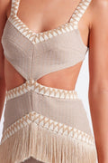 Valentina Cut-out Fringe Knit Maxi Dress
