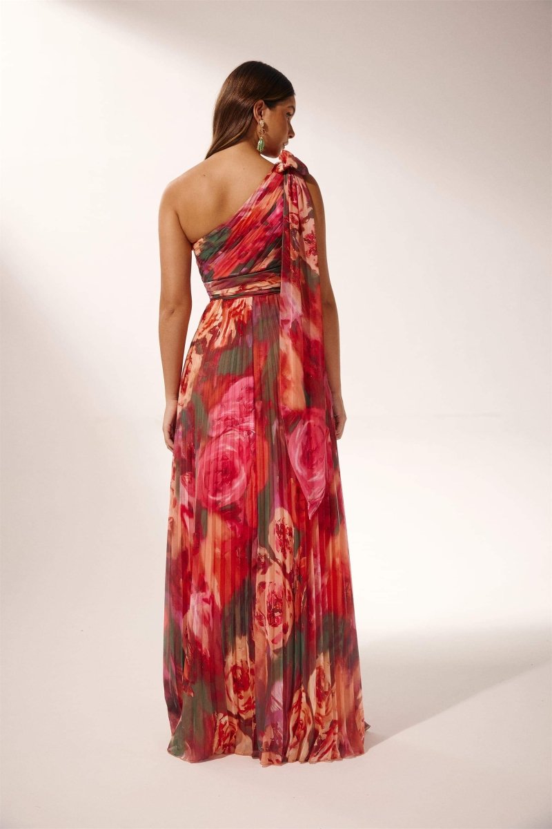 Valerie Pleated One-shoulder Maxi Dress