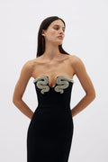Virginia Crystal Embellished Strapless Polyester Maxi Dress