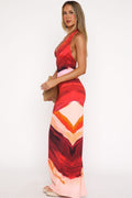 Diana Abstract Print Halter Maxi Dress